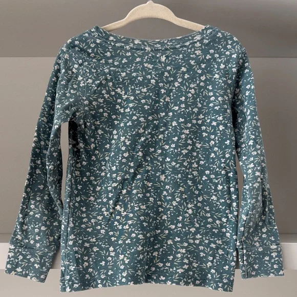 Old Navy Girls' Long-Sleeve Floral Tee - Teal & White - Picture 3 of 3